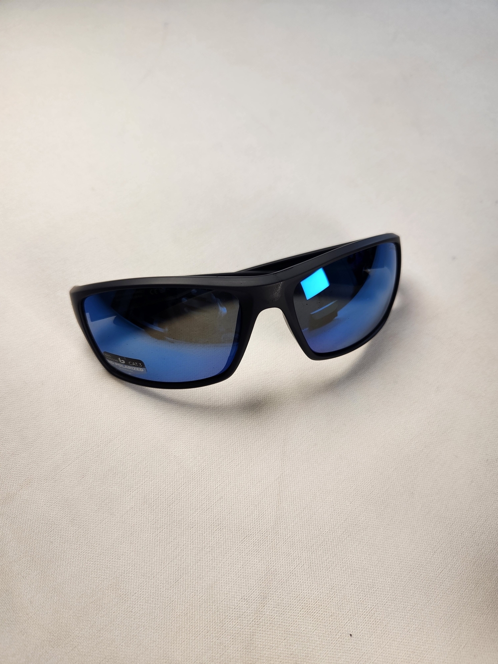 bolle Men's Black Frame Sunglasses with Blue Mirrored Lenses